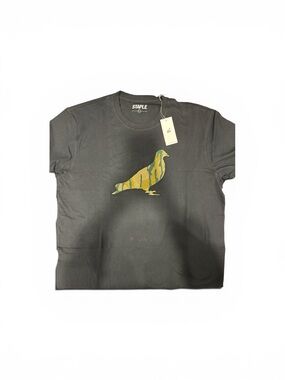 Staple Black Tee with Yellow-Green Pigeon Graphic